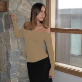 Solid color long-sleeved one-shoulder cut-out fashion jacket