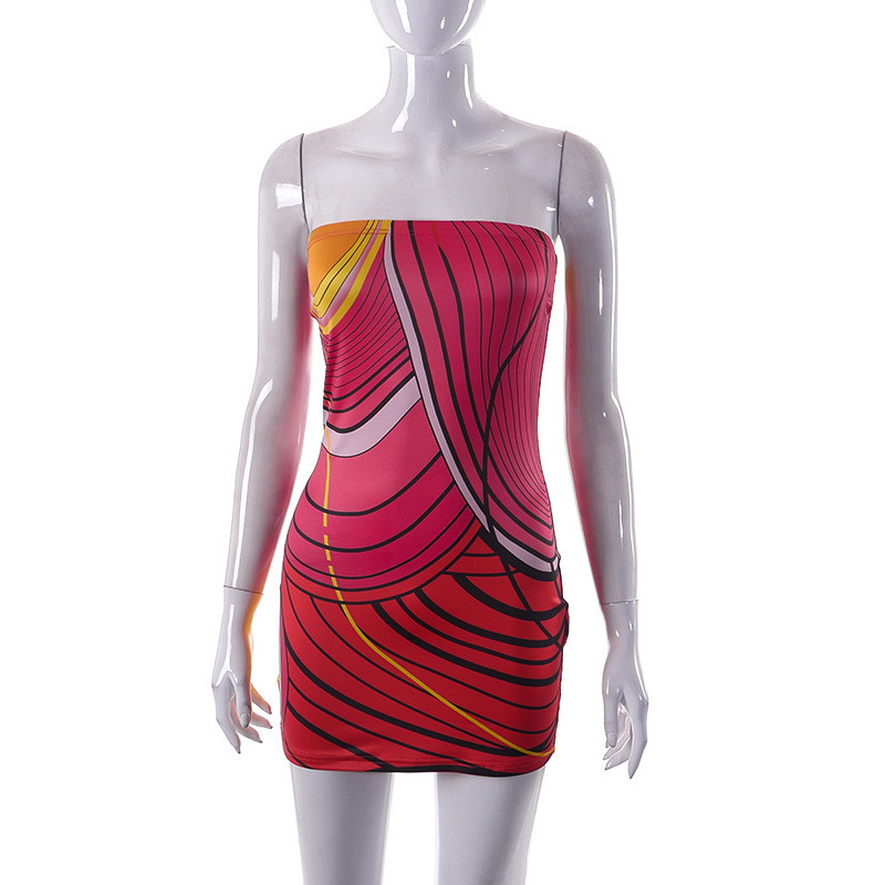 Fashion Stripe Print Off Shoulder Casual Wrap Hip Dress