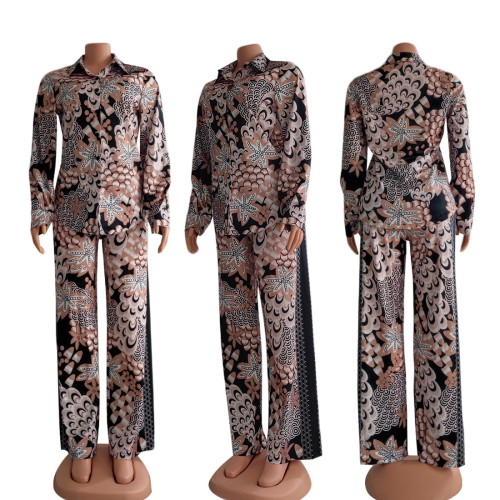 Women's shirt retro printing fashion casual suit four colors