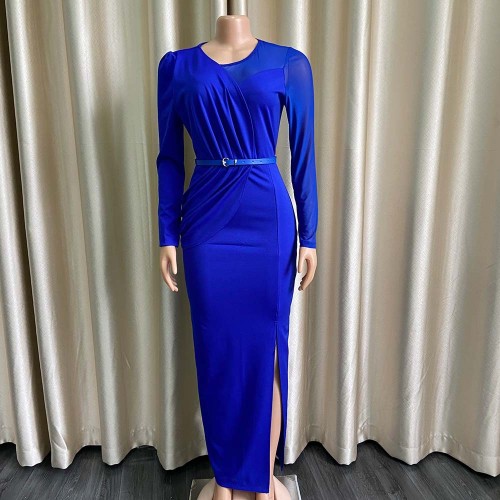 Large women's mesh patchwork dress long dress