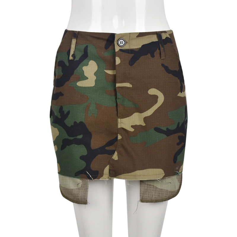Fashion camouflage short skirt skirt skirt camouflage bag skirt
