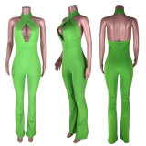 Sexy pullover backless solid color jumpsuit