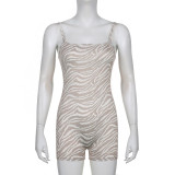 Leisure animal print tight-fitting sling jumpsuit short