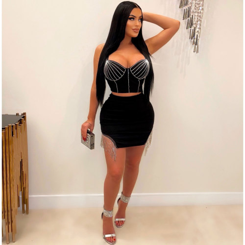 Sexy hot diamond sling two-piece nightclub suit