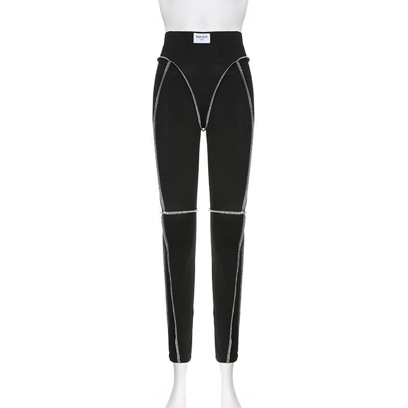 Fashion women's solid color line tight-fitting high-waisted regular sports yoga underpants