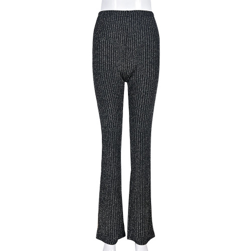 Sexy Slim Fit Wrap Hip Silver Silk Pants Casual Pants