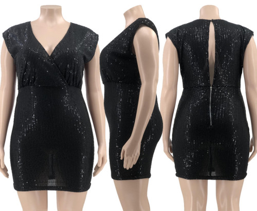 Large women's beaded sexy vest dress
