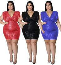 Large women's beaded sexy vest dress