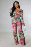 Casual fashion digital printing suit two-piece set