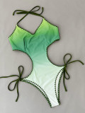 One-piece swimsuit Women's V-neck gradient one-piece bikini