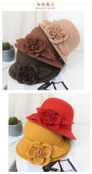 Woolen basin hat Fashion flower fisherman hat Warm felt top hat