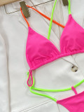 Solid color one-piece swimsuit sexy drawcord bikini