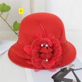 Fisherman's hat Female British vintage feather flower wool top hat Korean version Elegant celebrity felt hat Pot hat