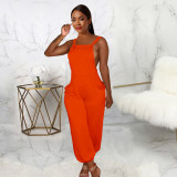 Lace-up sexy new women's dress solid color backless trend loose strap jumpsuit