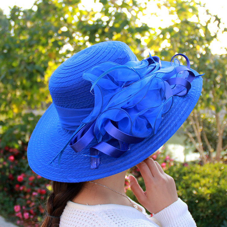 Mesh sunshade hat Organza flower temperament wedding hat sunscreen dome hat fashion hat