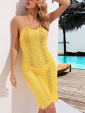 Beach sexy backless blouse vest neck knitted holiday shirt blouse skirt