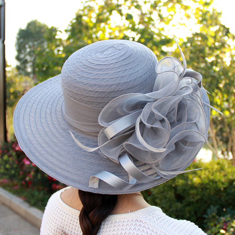 Mesh sunshade hat Organza flower temperament wedding hat sunscreen dome hat fashion hat