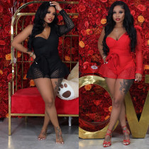 Women's fashion sexy bra style one-sided sleeve mesh sasha jumpsuit