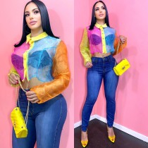 Fashion contrast sexy perspective shirt sunscreen shirt