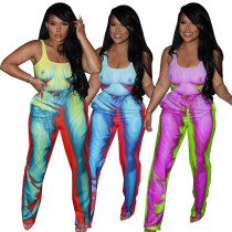 Fashion sexy print sling slimming fashion suit