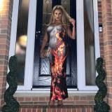 Sexy Slim Lace Flame Print Dress