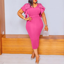 Fashion beaded ruffle dress