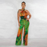 Sleeveless sexy strapless printed jumpsuit