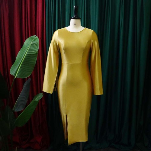 Round neck solid color fashion elegant cape dress