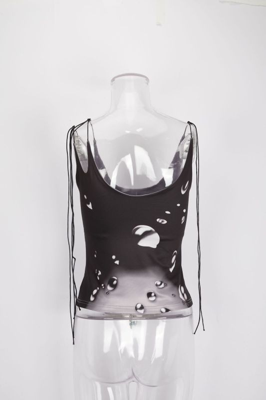 Sexy binding water drop print vest