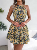 Leisure ruffle large floral dress holiday dress
