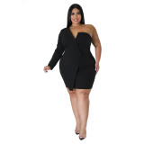 Large Spicy Girl Women's Solid Color Tight Sexy Dress Dress