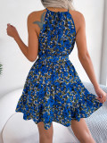 Leisure ruffle large floral dress holiday dress