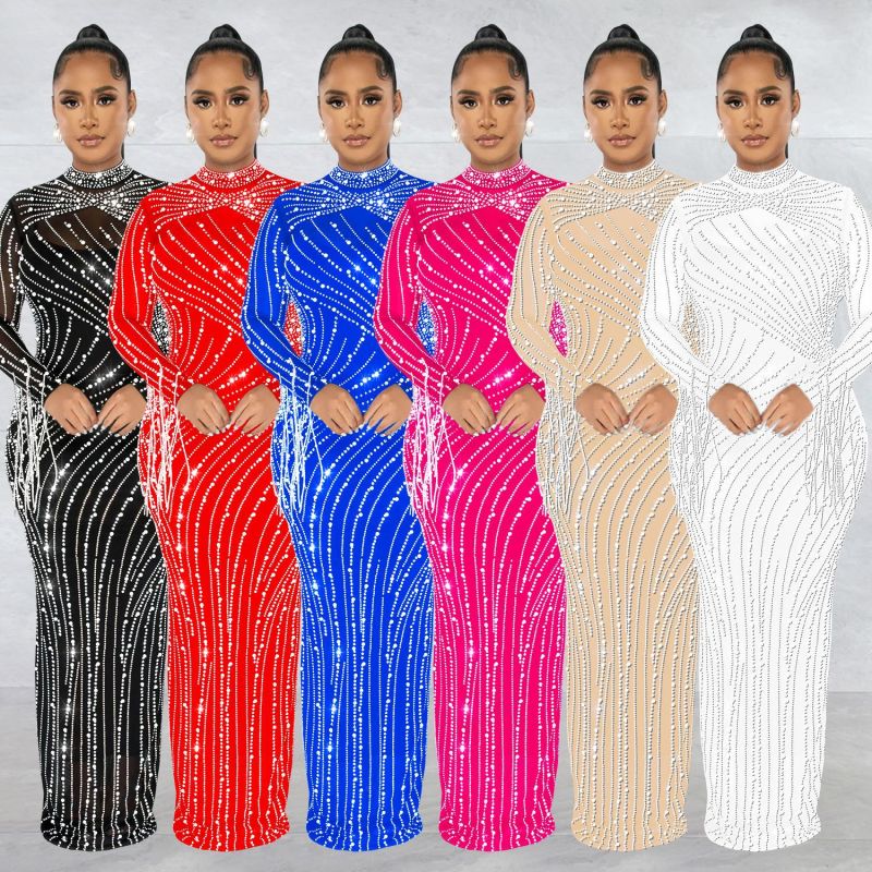 Fashion women's gauze perspective ironing long-sleeved skirt lining two-piece set