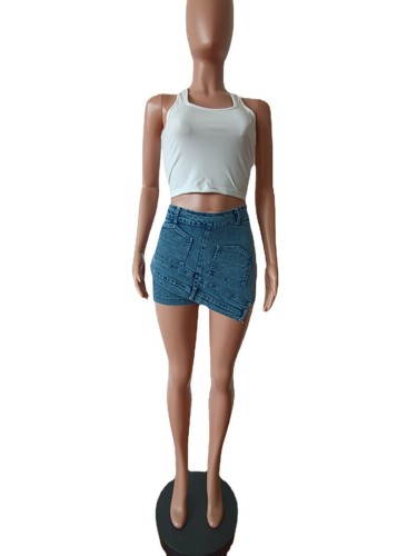 Casual stretch shorts Fashion front and back jeans