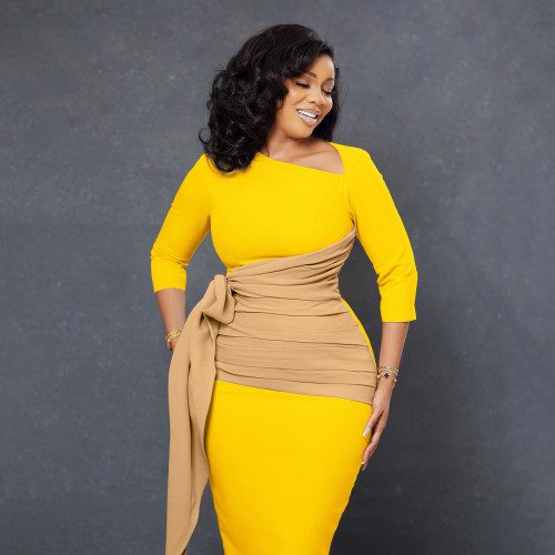 Pleated bandage buttock wrap professional OL temperament large dress