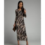 Round neck slim solid color split open back waist dress