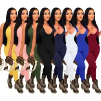 Women's sexy buttocks open back jumpsuit