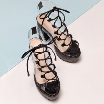 Large cool boots with fish mouth PVC women's boots candy color transparent PVC thick heel boots