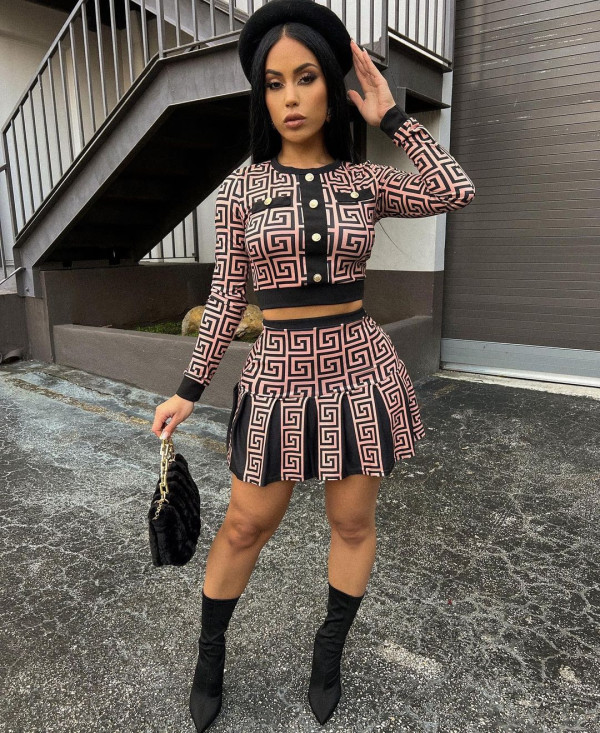 Women's wholesale fashion casual printing two-piece set