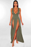 Deep V Split Multi Color Dress Bandage Dress Nightclub Dress