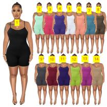 Fashion Solid Color U-Neck Sexy Open Back Slim Slim Slim Slim Jumpsuit