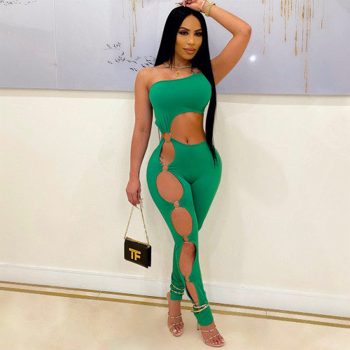 Off shoulder sexy skinny casual jumpsuit