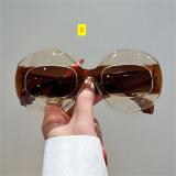 Fashion Light Luxury Sunglasses Fashion Hip Hop Transparent Double Color Oval Frame Sunglasses