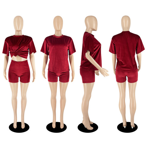 Fashion Korean velvet casual comfortable short suit