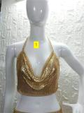 High quality fashionable women's nightclub low cut backless sequin top