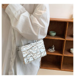 Fashion Ice Crack Personalized Handheld One Shoulder Chain Small Square Bag