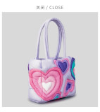 Down Tote Bag Women's Large Capacity Love Quilted Shoulder Bag Makaron Handbag