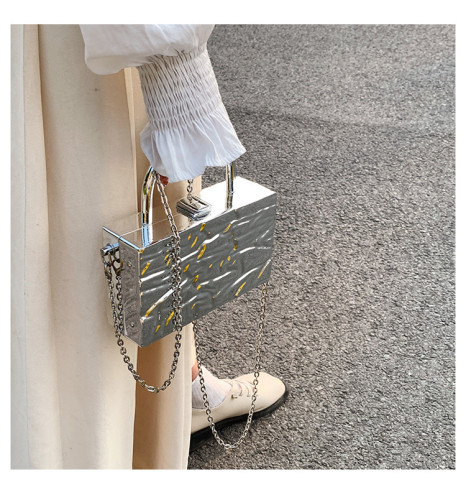 Fashion Ice Crack Personalized Handheld One Shoulder Chain Small Square Bag