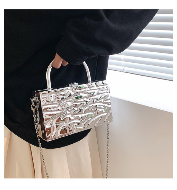 Fashion Ice Crack Personalized Handheld One Shoulder Chain Small Square Bag