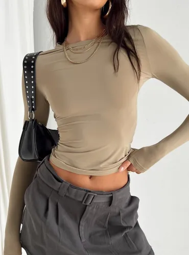 Women's casual long-sleeved T-shirt Spring and Autumn Solid Color Slim Fit Pullover T-shirt Women's Street Wear Bottom Top